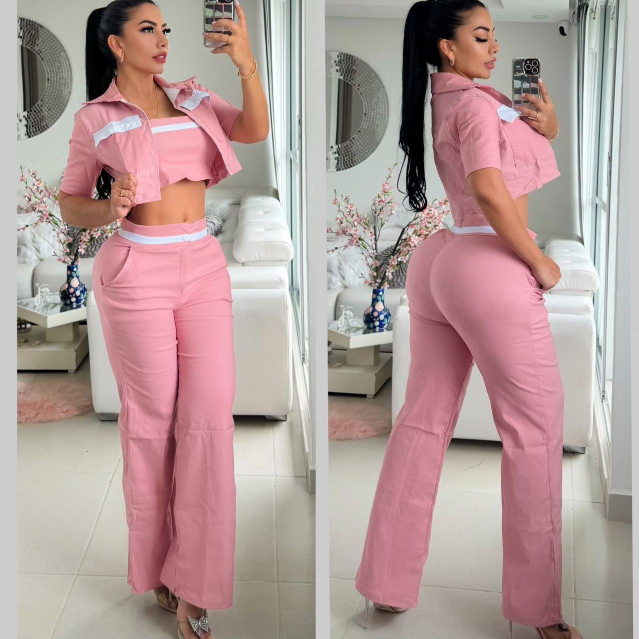 Conjunto Mujer Viviana – 3 Prendas con Chaleco, Top y Pantalón