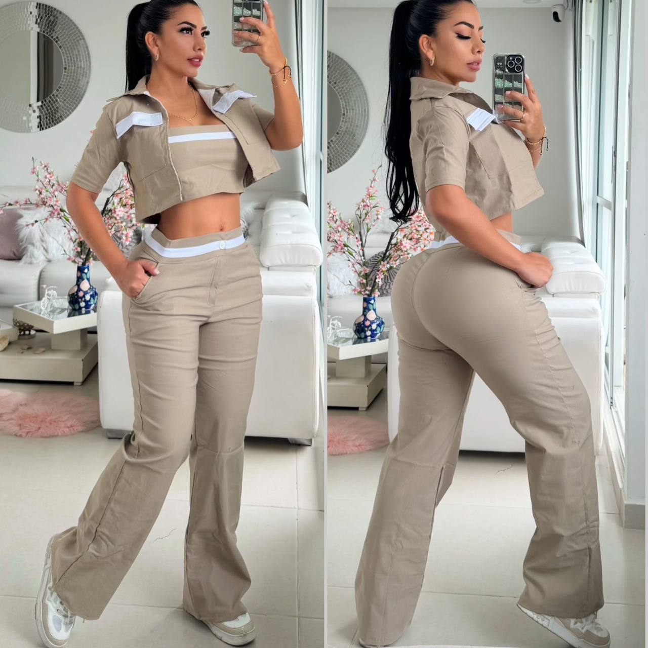 Conjunto Mujer Viviana – 3 Prendas con Chaleco, Top y Pantalón