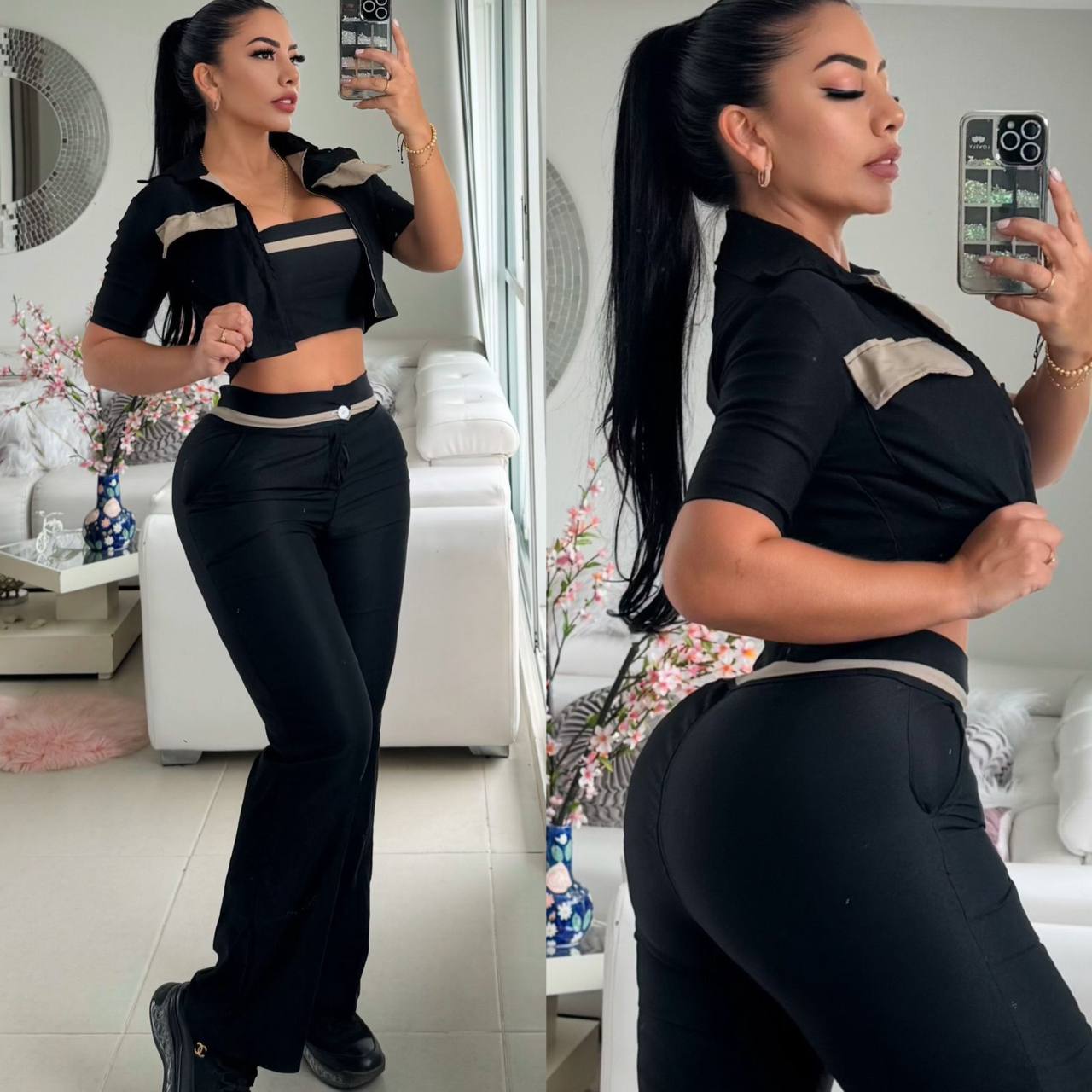Conjunto Mujer Viviana – 3 Prendas con Chaleco, Top y Pantalón