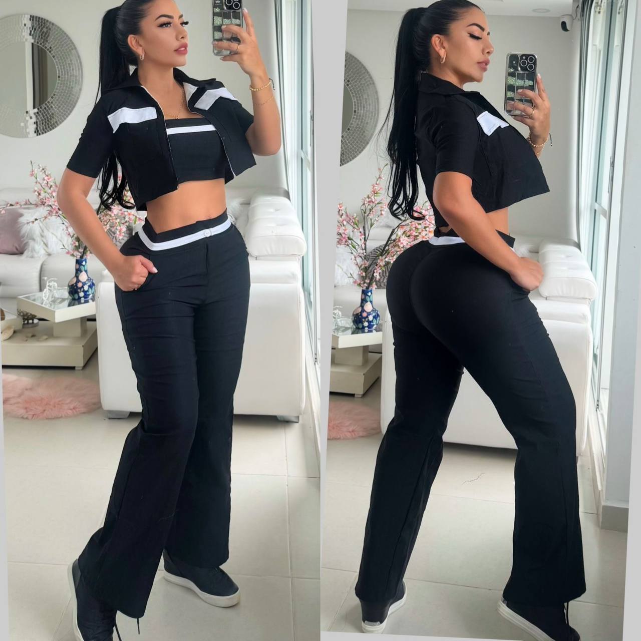 Conjunto Mujer Viviana – 3 Prendas con Chaleco, Top y Pantalón
