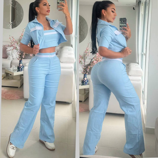 Conjunto Mujer Viviana – 3 Prendas con Chaleco, Top y Pantalón en Colombia